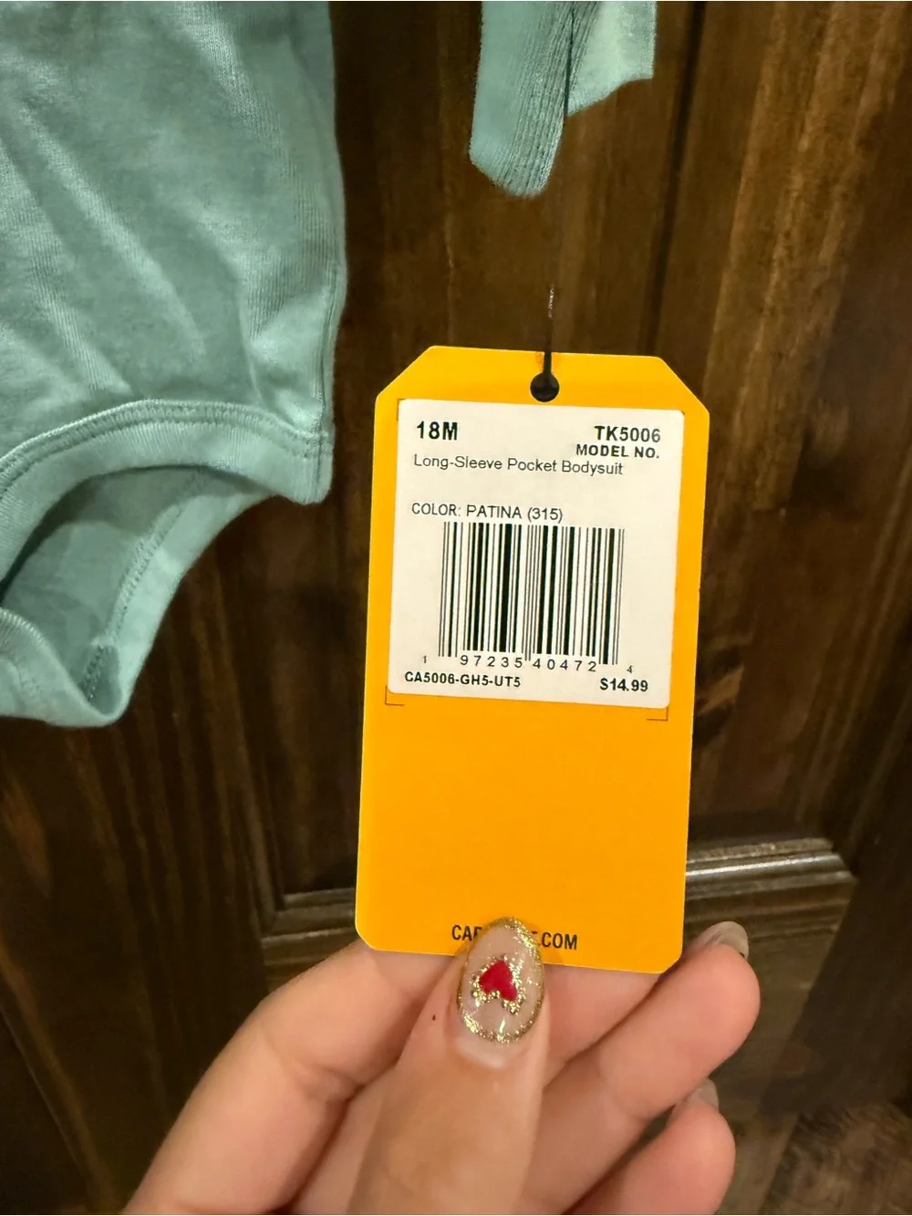 Carhartt Baby Long-Sleeve One-Piece Bodysuit in Light Teal